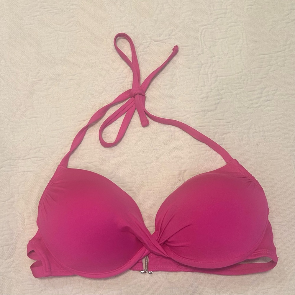 Pink Halter Padded Bikini Top